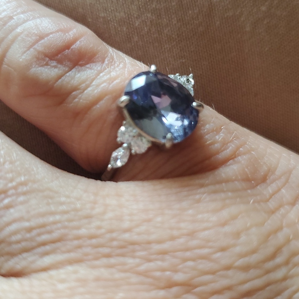 STERLING SWAROVSKI PURPLE TOURMALINE RING - Picture 2 of 5